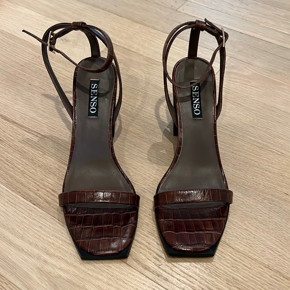 Senso block heel croc print heel